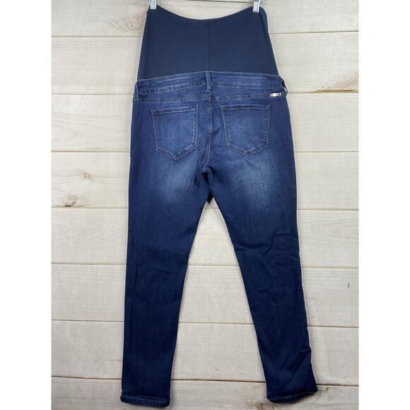 KanCan Maternity Jeans Sz 13/30 Dark Wash Stretch Denim Distressed Skinny Leg - Picture 9 of 11